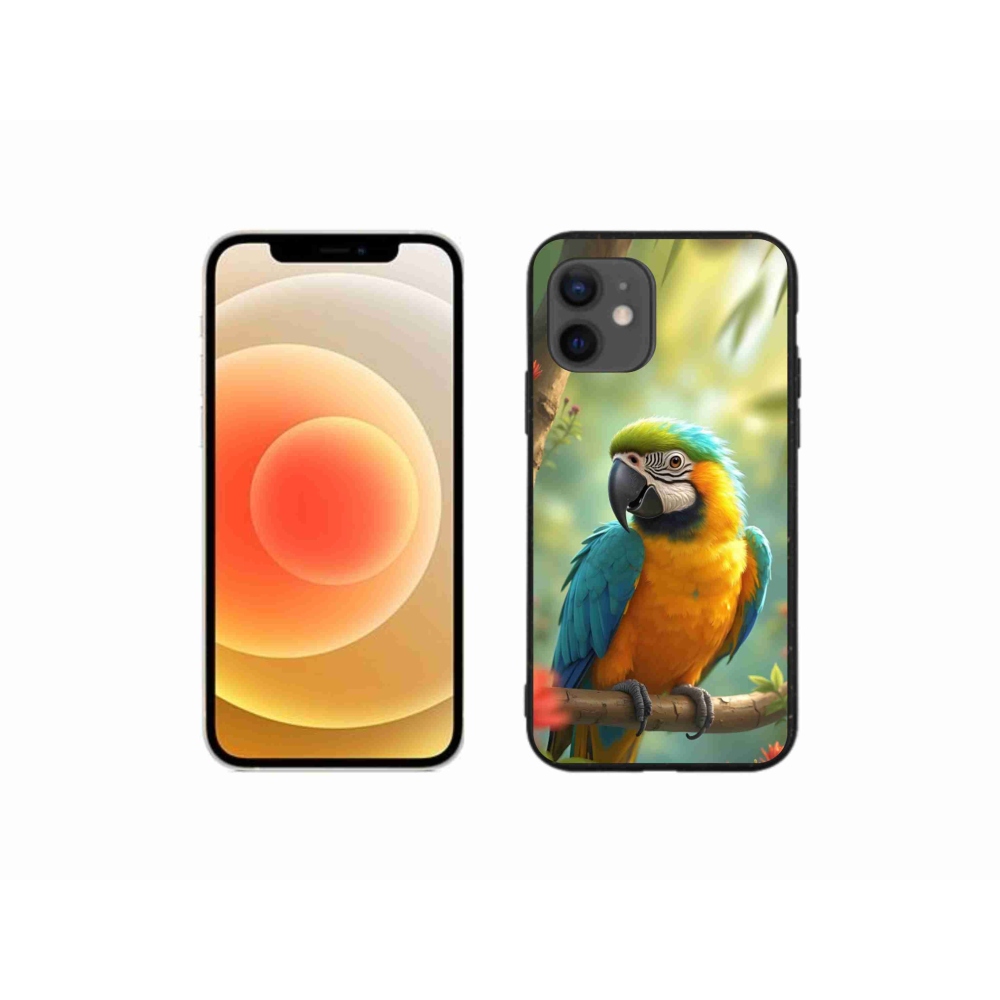 Gélový kryt mmCase na iPhone 12 Mini - papagáj ara modrožltá