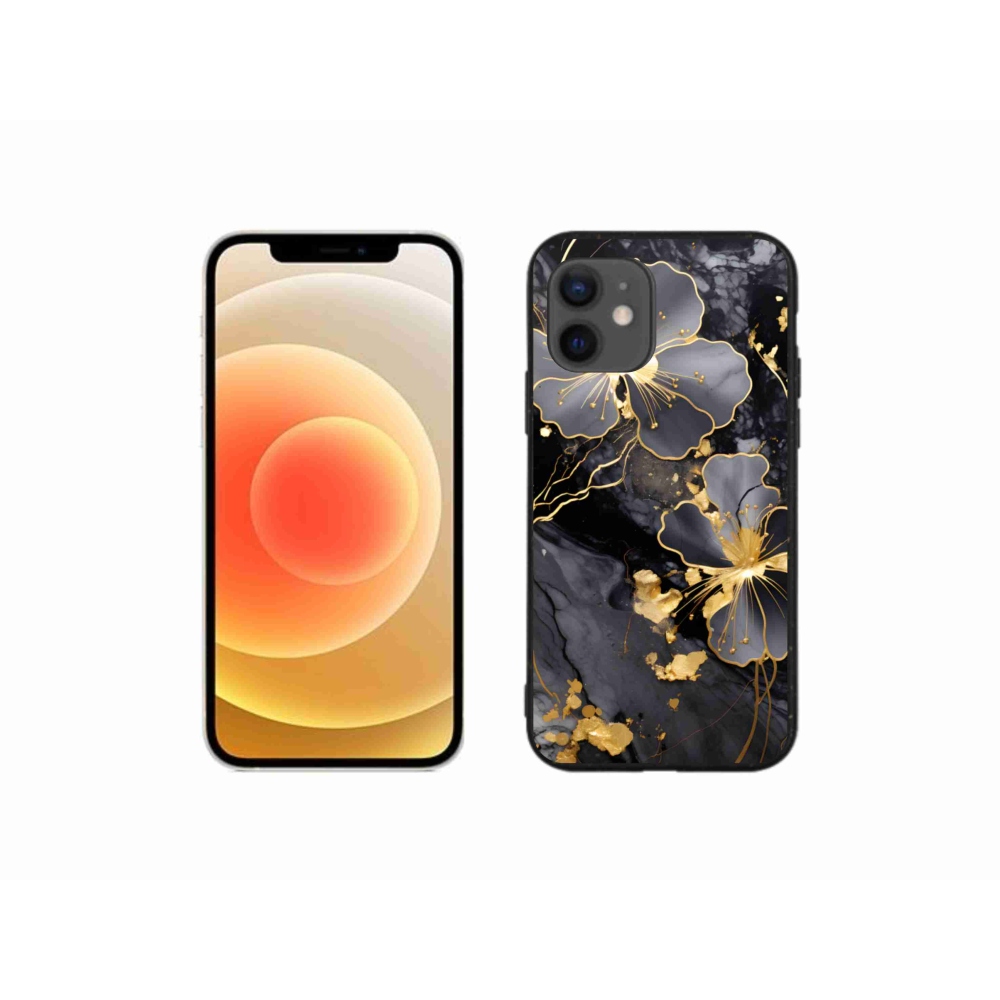 Gélový kryt mmCase na iPhone 12 Mini - zlaté kvety