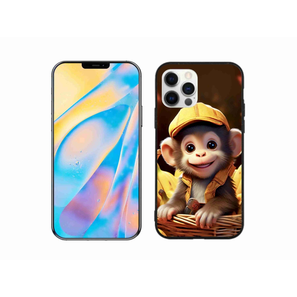 Gélový kryt mmCase na iPhone 12 - opice v košíku