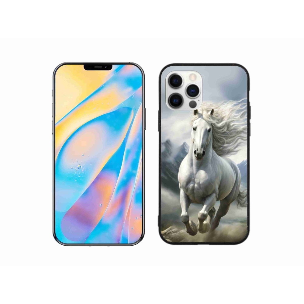 Gélový kryt mmCase na iPhone 12 Pro - bežiaci biely kôň 3