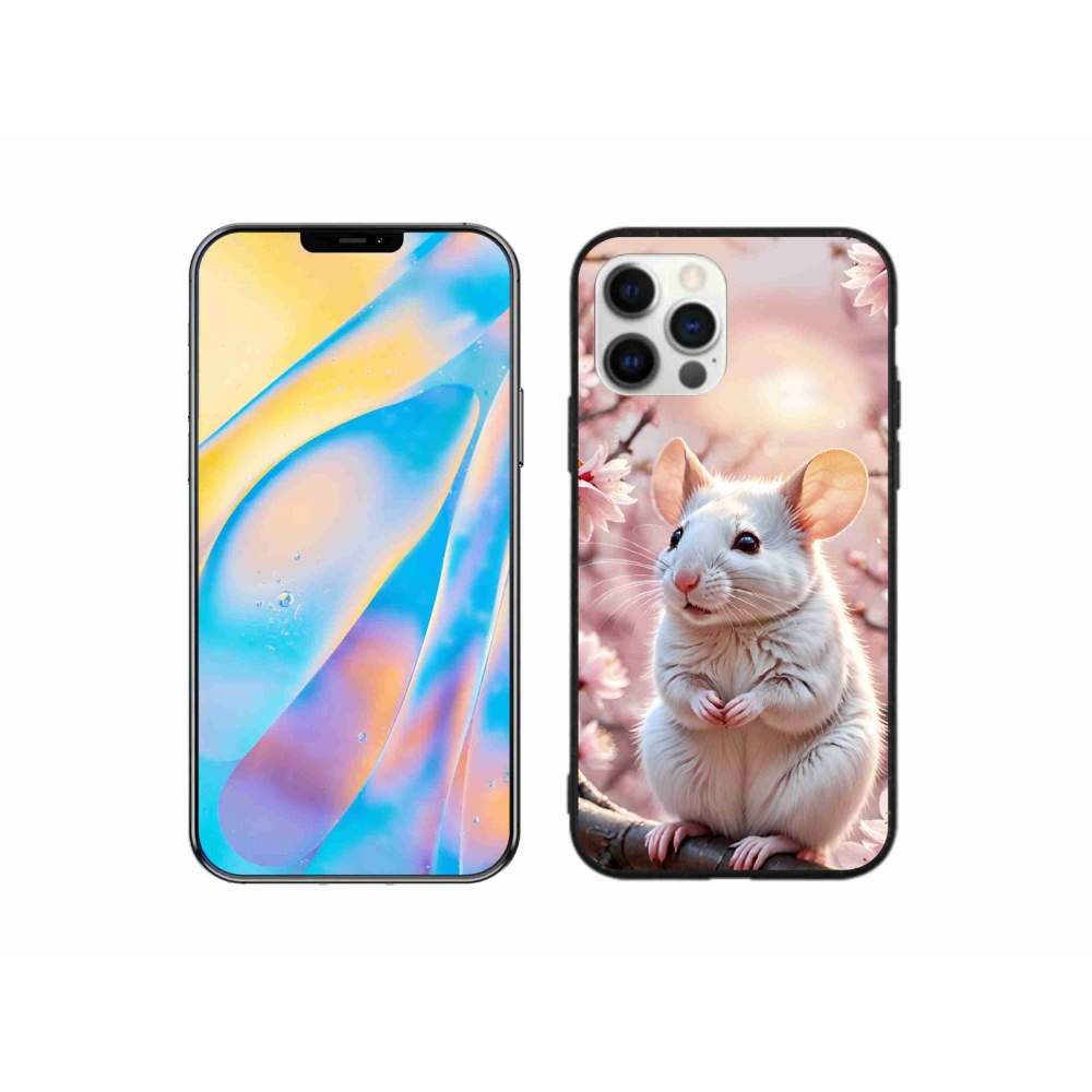 Gélový kryt mmCase na iPhone 12 Pro - biela myš na vetve