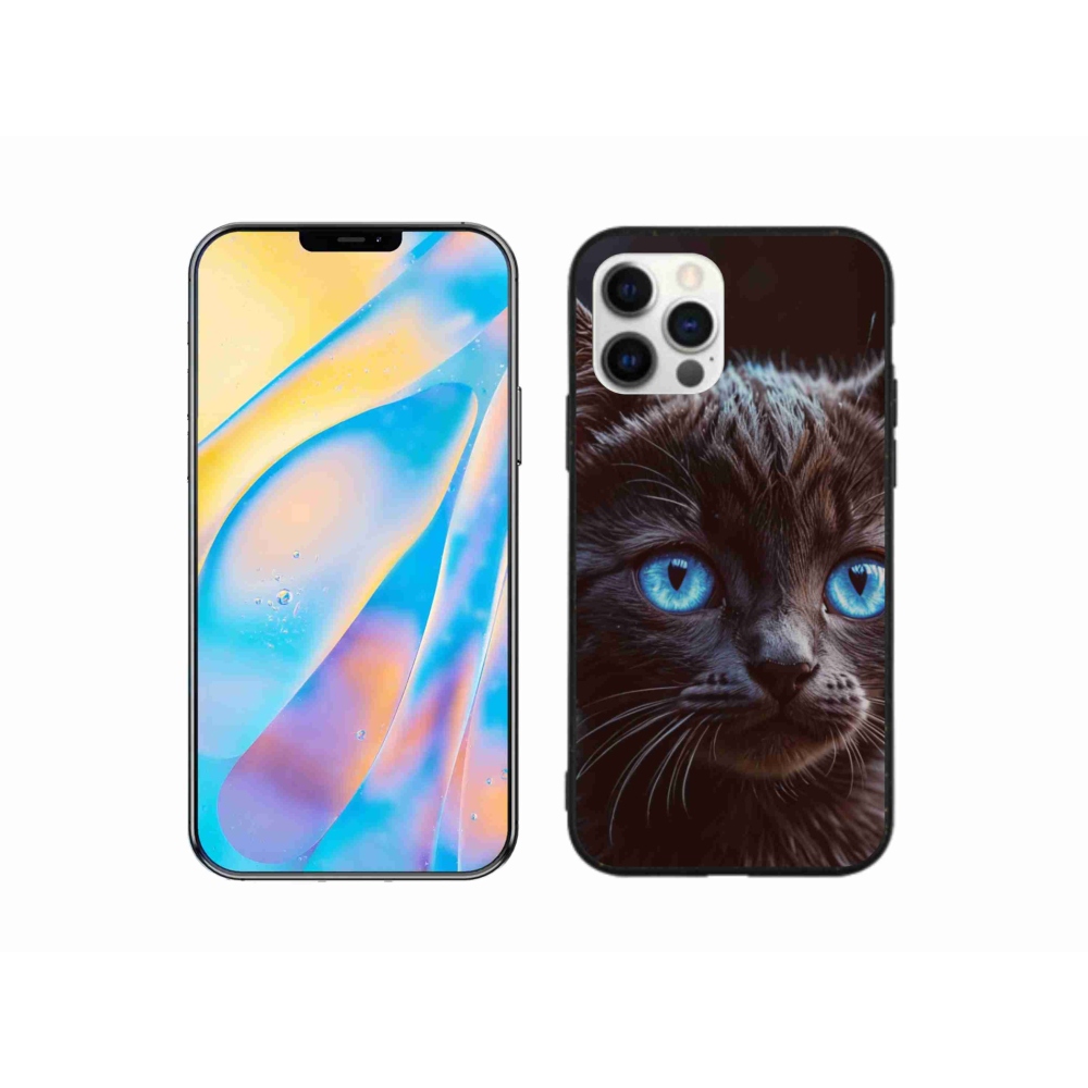 Gélový kryt mmCase na iPhone 12 Pro - čierne mačiatko 2
