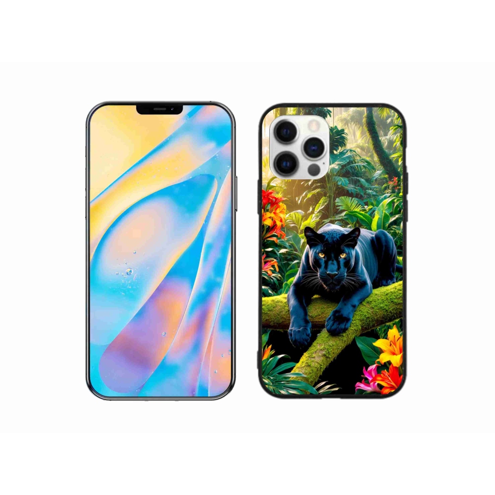 Gélový kryt mmCase na iPhone 12 Pro - čierny panter v džungli