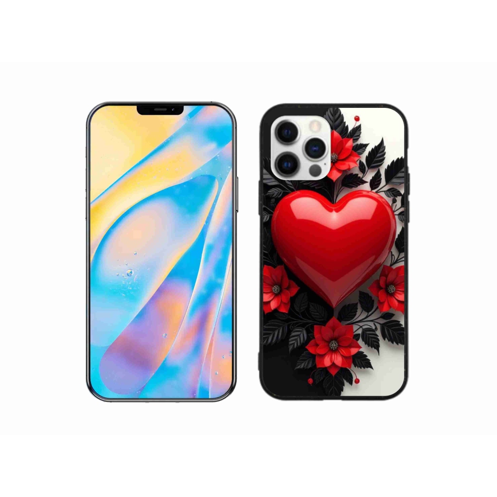 Gélový kryt mmCase na iPhone 12 Pro - červené srdce
