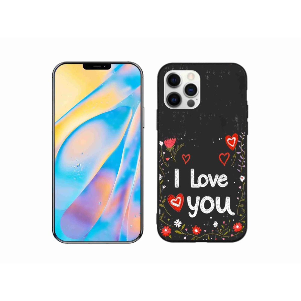Gélový kryt mmCase na iPhone 12 Pro - I love you čierne pozadie