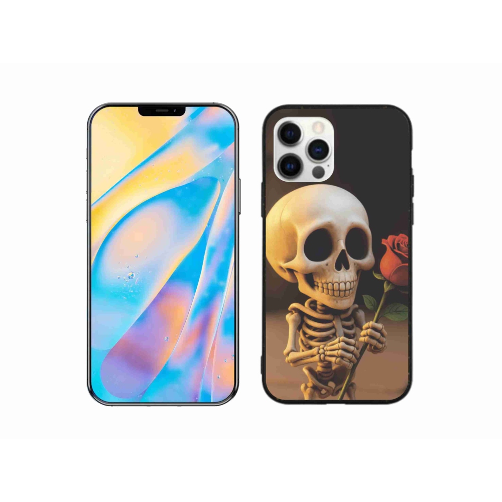 Gélový kryt mmCase na iPhone 12 Pro - kostlivec s ružou