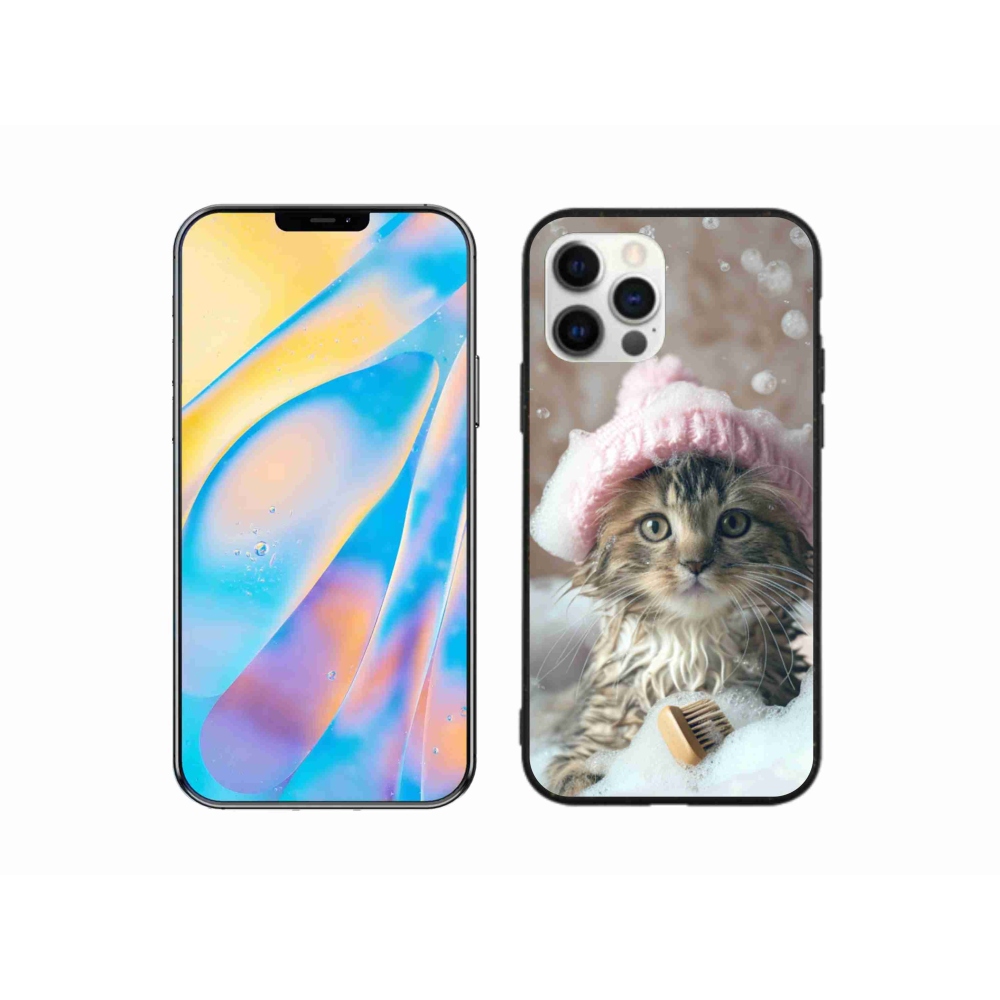 Gélový kryt mmCase na iPhone 12 Pro - mačiatko a kúpeľ