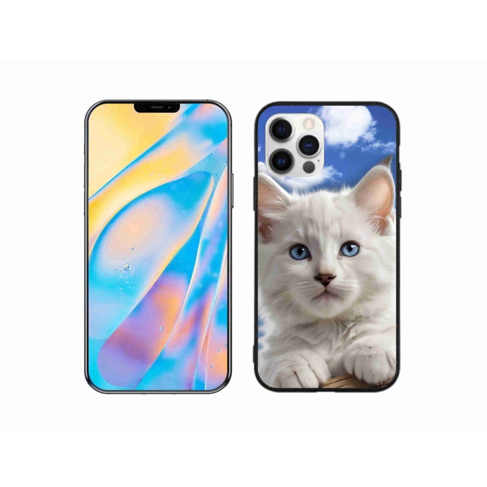 Gélový kryt mmCase na iPhone 12 Pro - mačiatko a oblaky