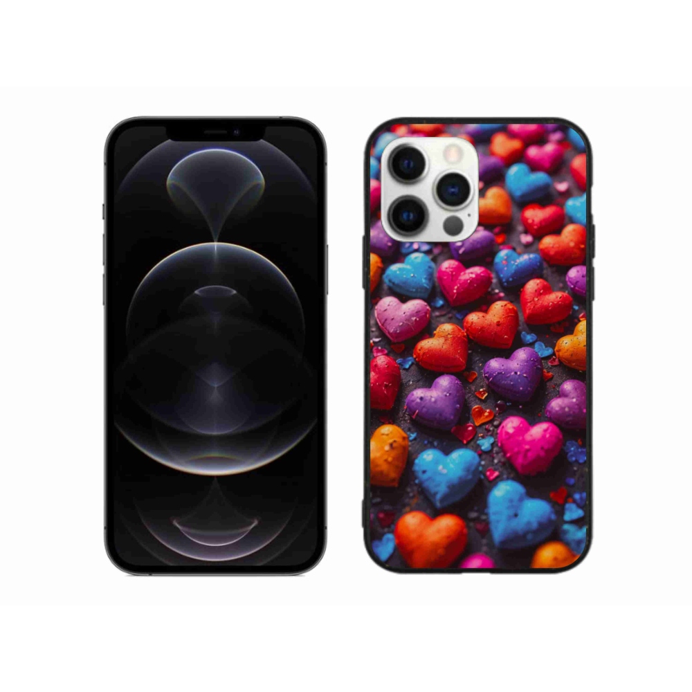 Gélový kryt mmCase na iPhone 12 Pro Max - farebné srdcia