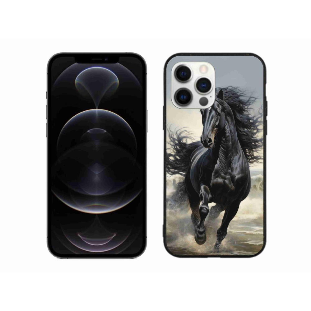 Gélový kryt mmCase na iPhone 12 Pro Max - bežiaci čierny kôň