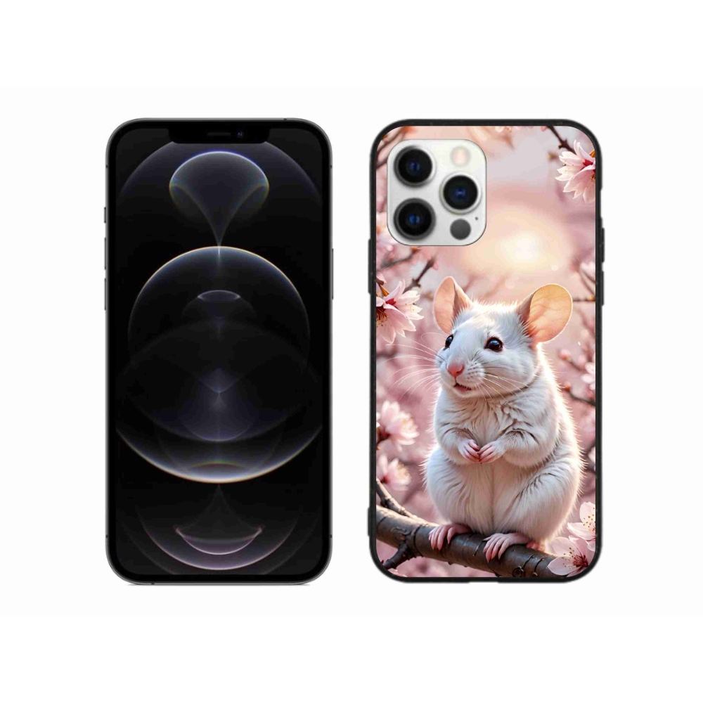 Gélový kryt mmCase na iPhone 12 Pro Max - biela myš na vetve