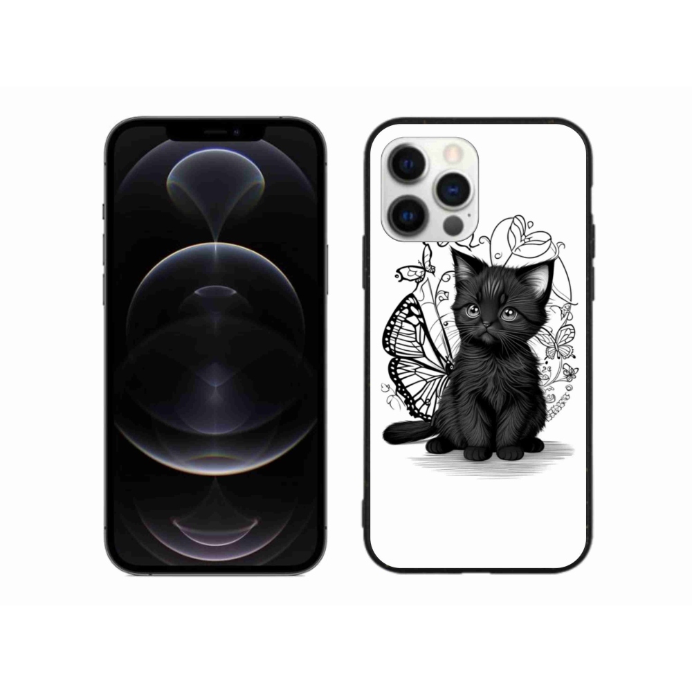Gélový kryt mmCase na iPhone 12 Pro Max - čierne mačiatko