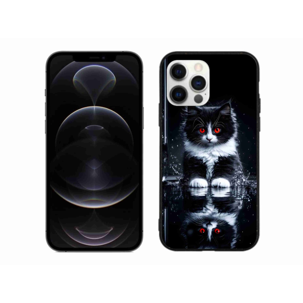 Gélový kryt mmCase na iPhone 12 Pro Max - čiernobiele mačiatko