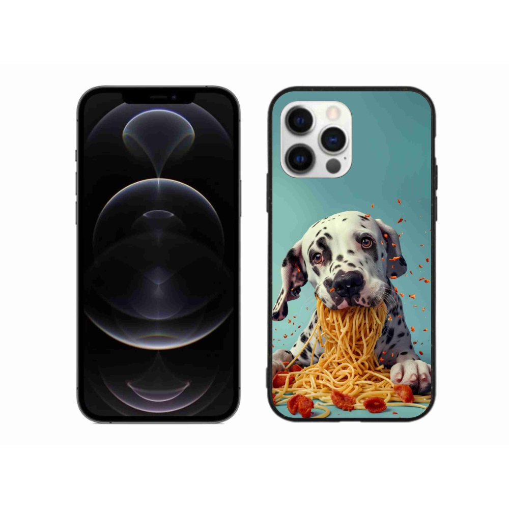 Gélový kryt mmCase na iPhone 12 Pro Max - dalmatín a špagety