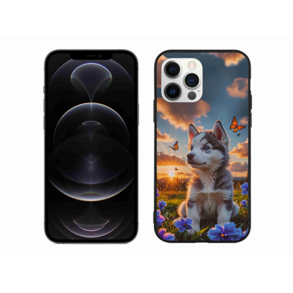 Gélový kryt mmCase na iPhone 12 Pro Max - husky pri západe slnka