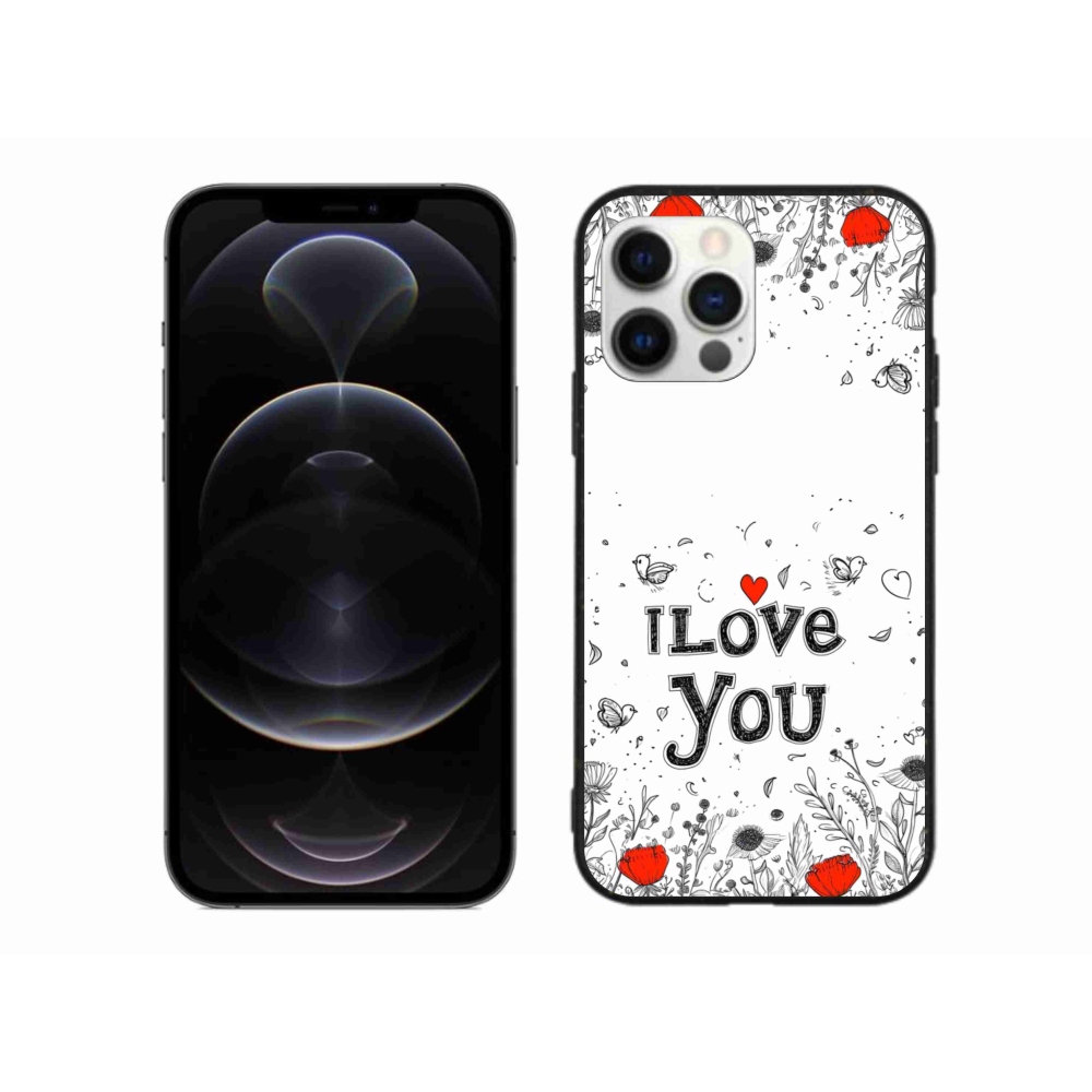 Gélový kryt mmCase na iPhone 12 Pre Max - I love you biele pozadie