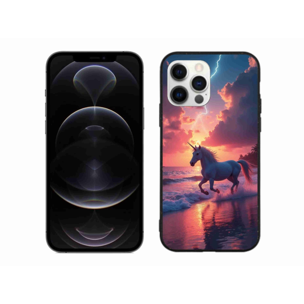 Gélový kryt mmCase na iPhone 12 Pro Max - jednorožec na pláži