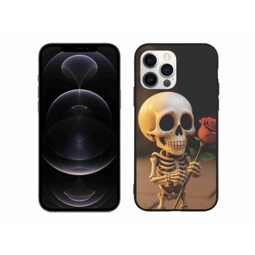 Gélový kryt mmCase na iPhone 12 Pro Max - kostlivec s ružou
