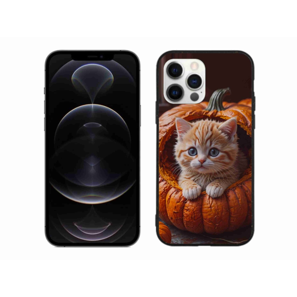 Gélový kryt mmCase na iPhone 12 Pro Max - mačiatko a tekvica 2