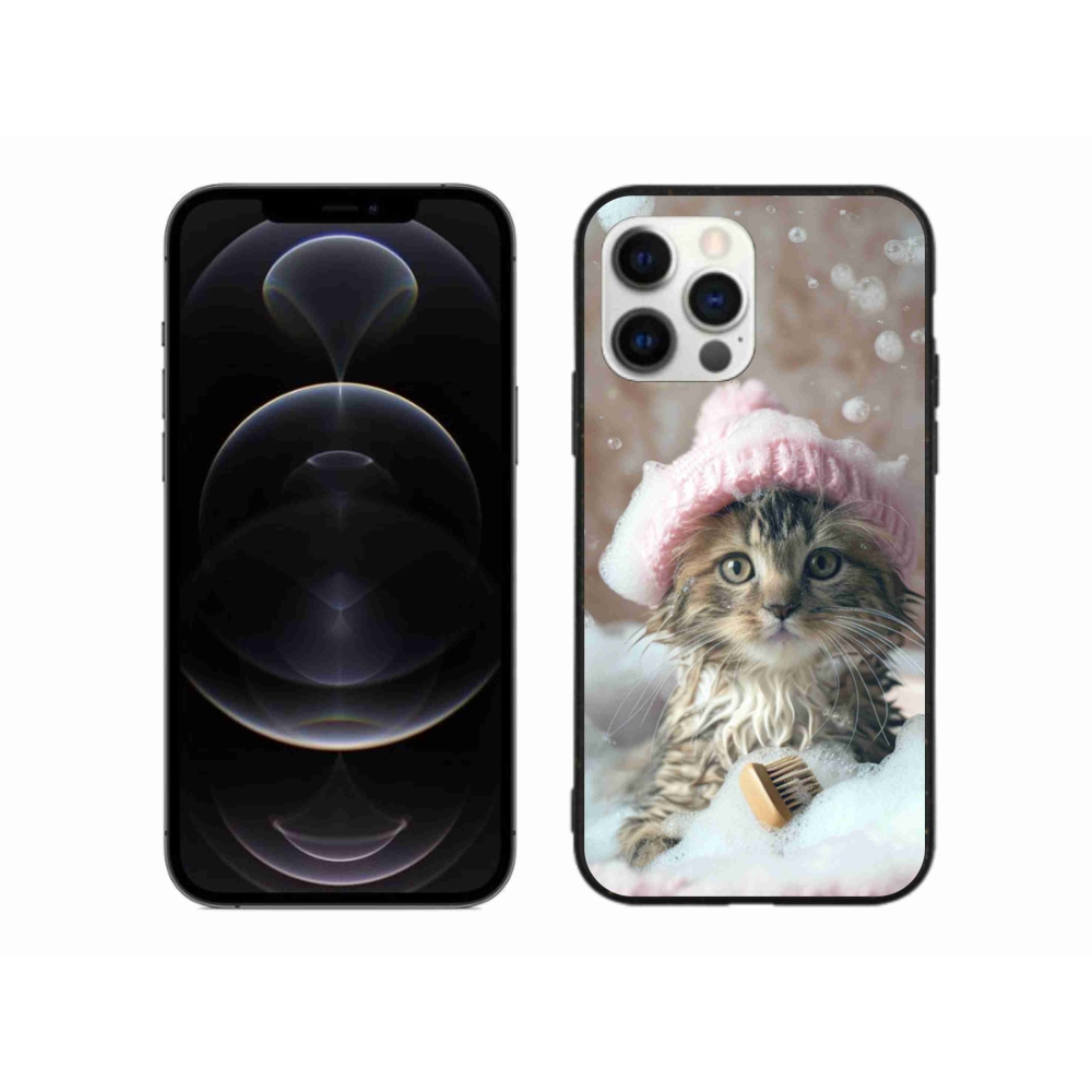 Gélový kryt mmCase na iPhone 12 Pro Max - mačiatko a kúpeľ