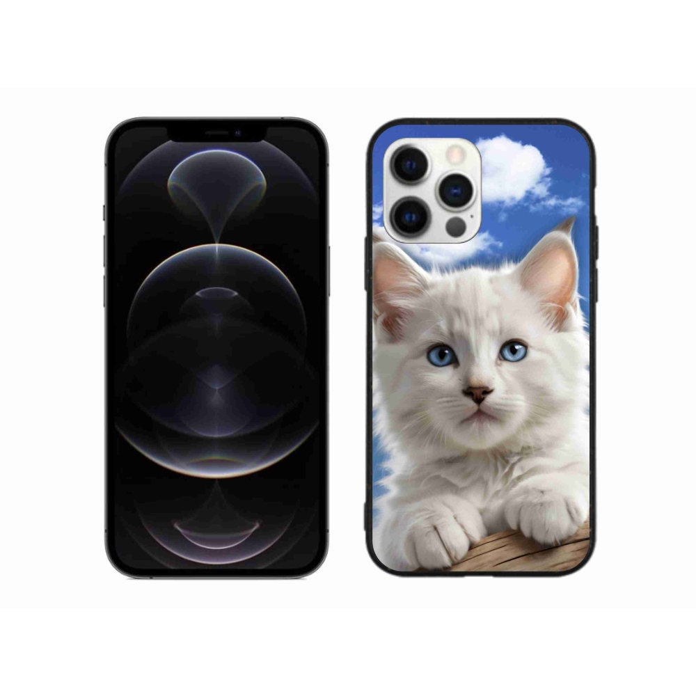 Gélový kryt mmCase na iPhone 12 Pro Max - mačiatko a oblaky