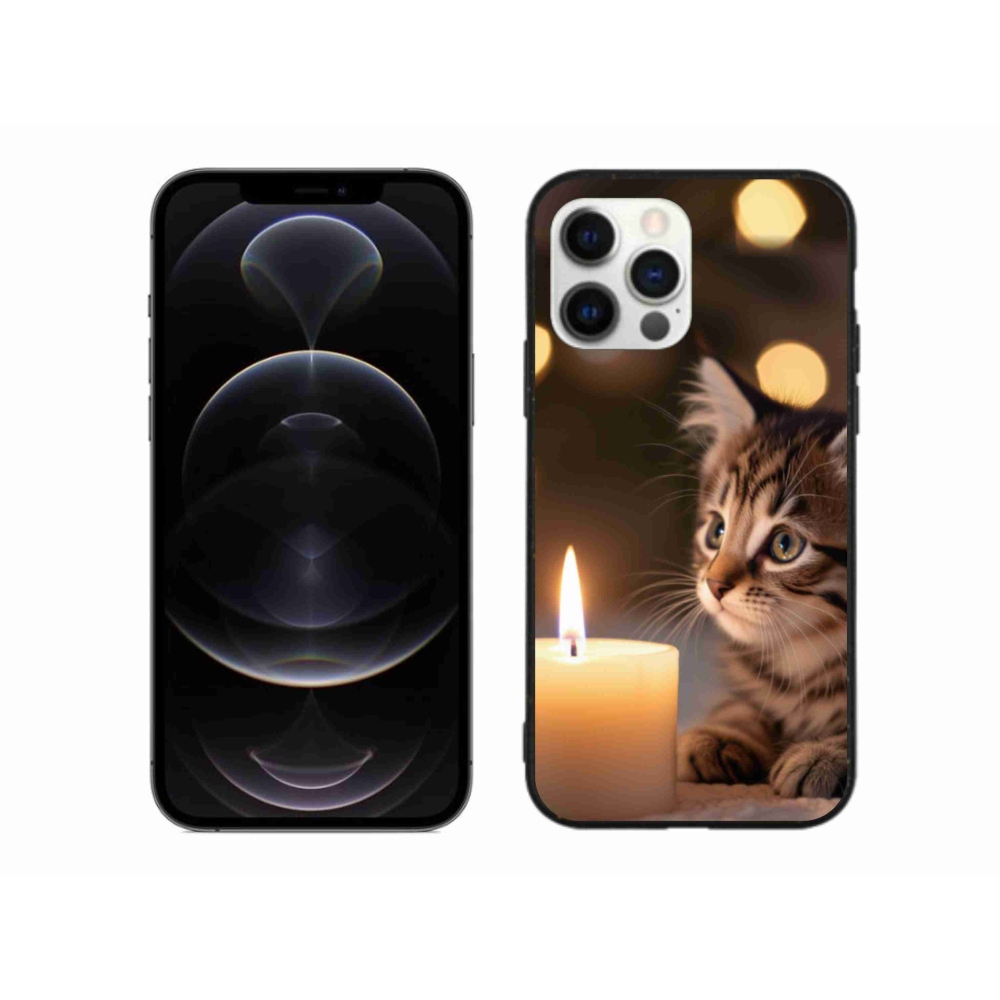 Gélový kryt mmCase na iPhone 12 Pro Max - mačiatko a sviečka