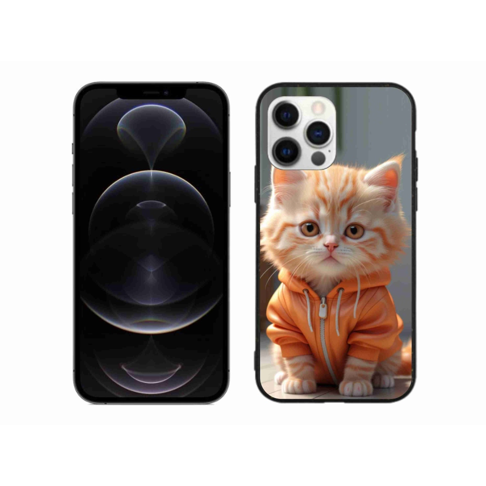 Gélový kryt mmCase na iPhone 12 Pro Max - mačiatko v mikine