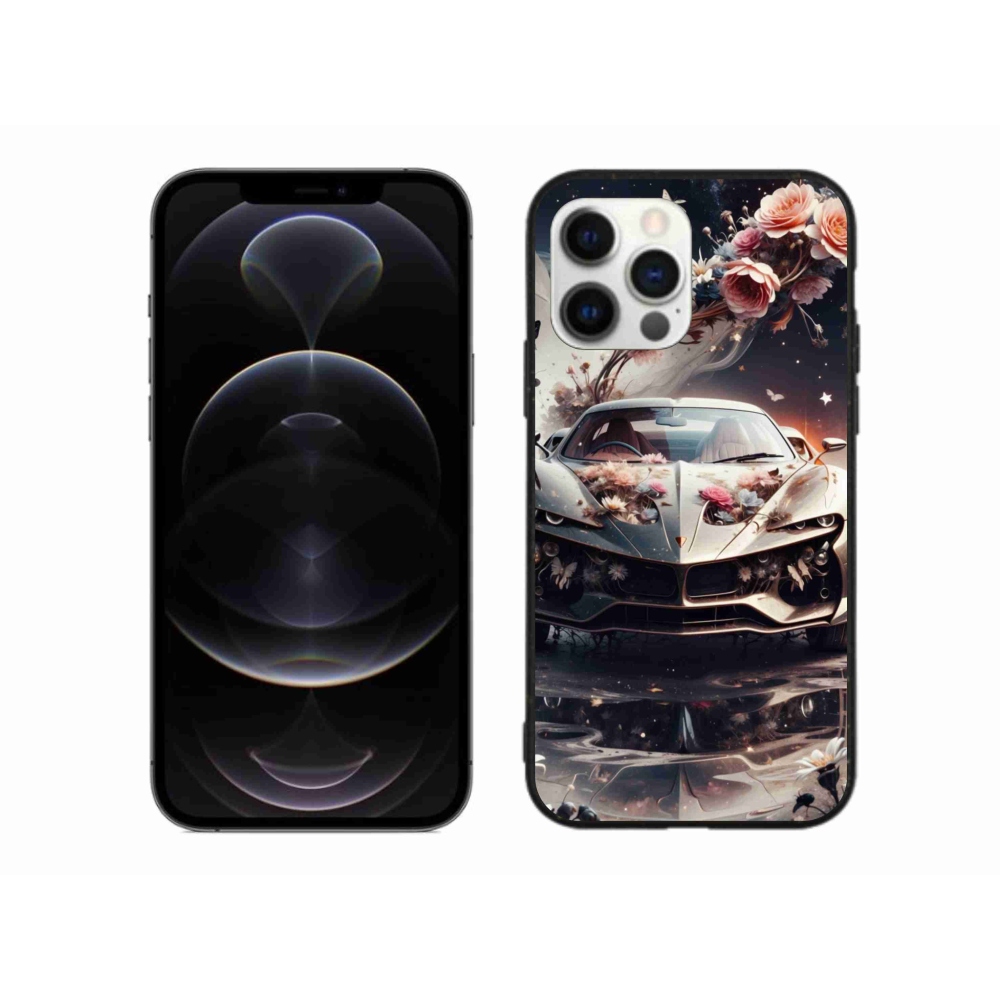 Gélový kryt mmCase na iPhone 12 Pro Max - kvetinový športový automobil