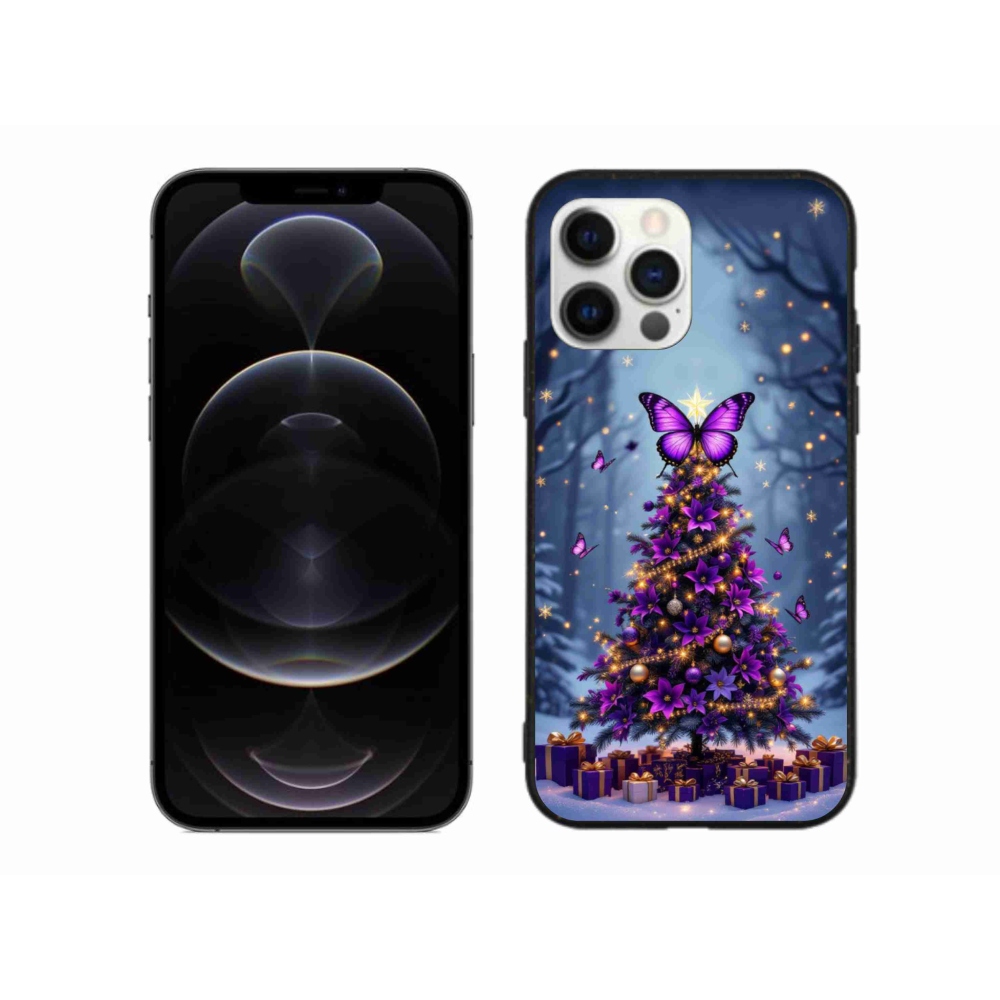 Gélový kryt mmCase na iPhone 12 Pro Max - motýlí vianočný stromček