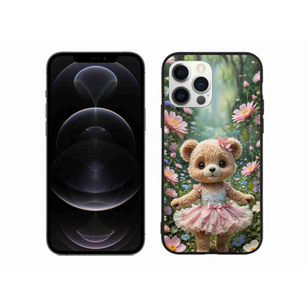 Gélový kryt mmCase na iPhone 12 Pro Max - roztomilý medvedík v kvetoch