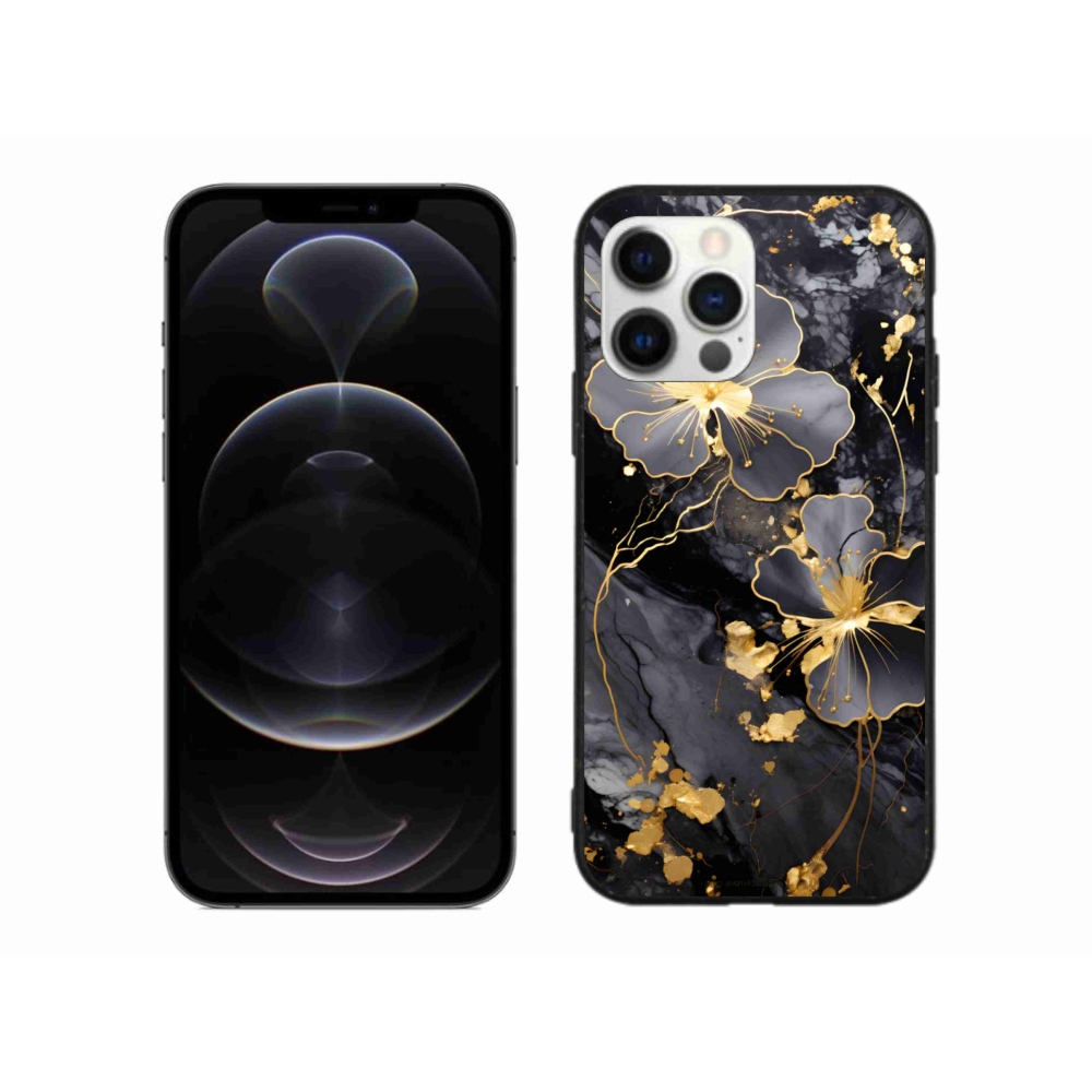 Gélový kryt mmCase na iPhone 12 Pro Max - zlaté kvety