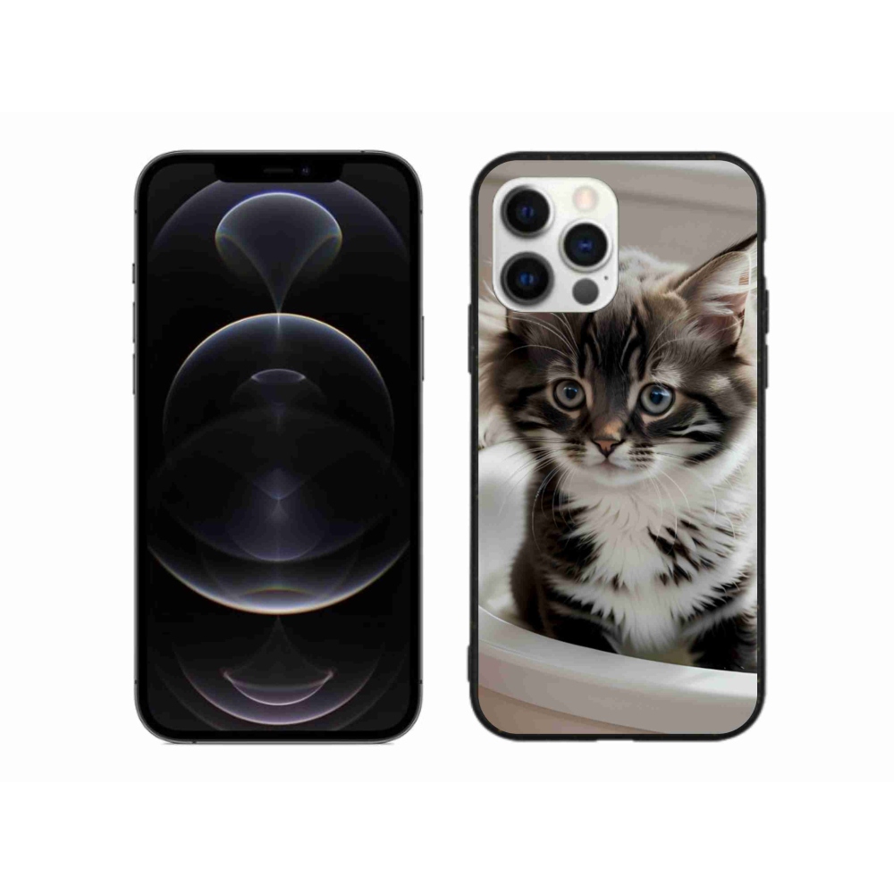 Gélový kryt mmCase na iPhone 12 Pro Max - zvedavé mačiatko