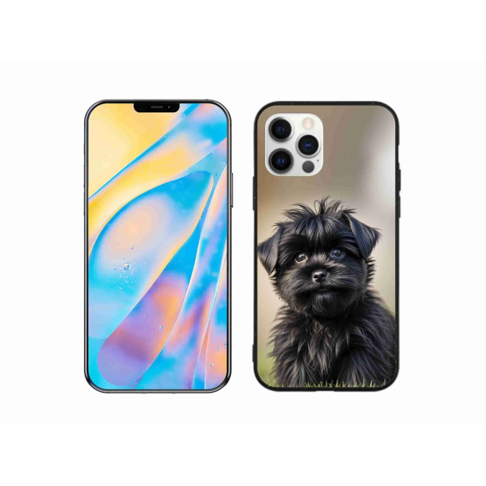 Gélový kryt mmCase na iPhone 12 Pro - roztomilý čierny psík