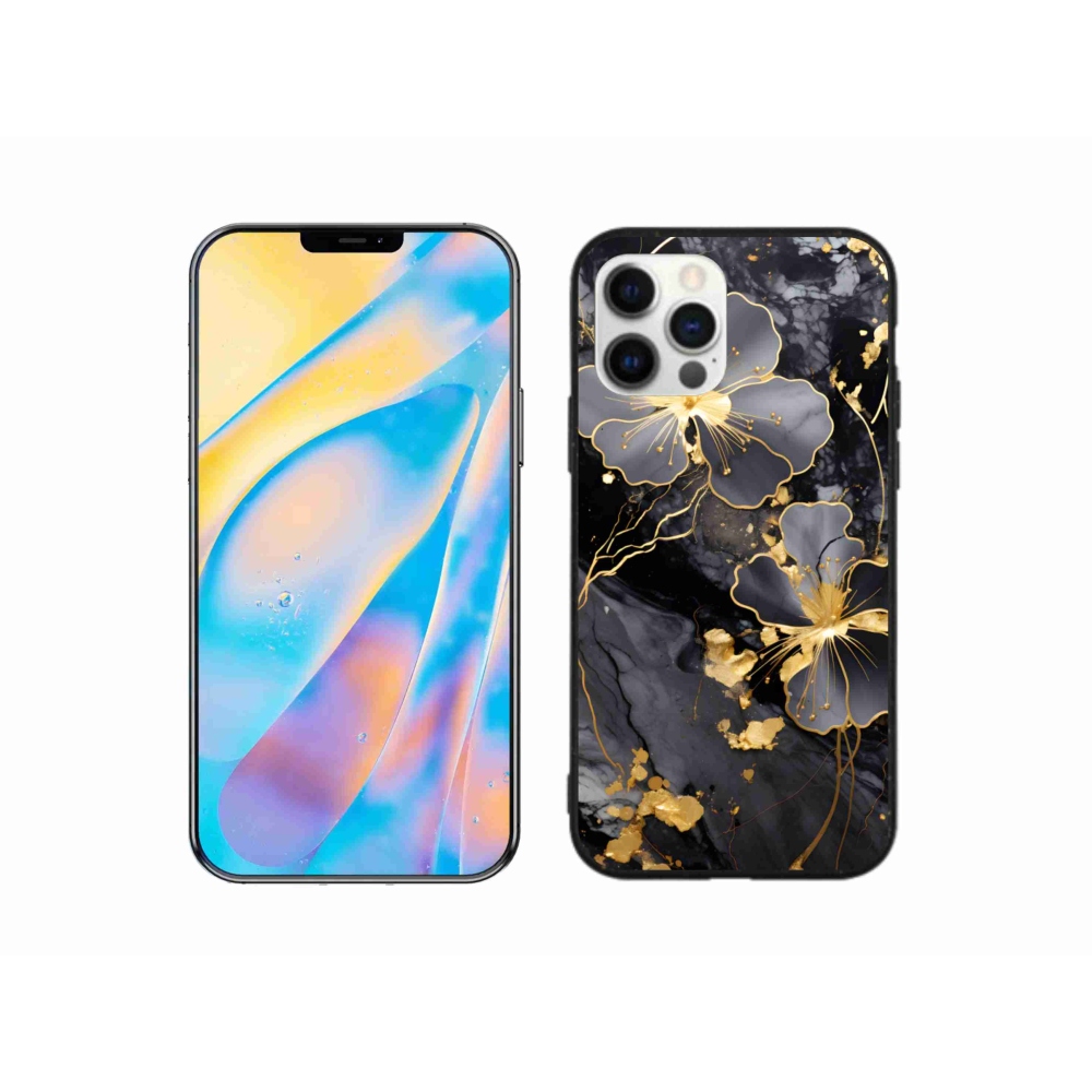 Gélový kryt mmCase na iPhone 12 Pro - zlaté kvety