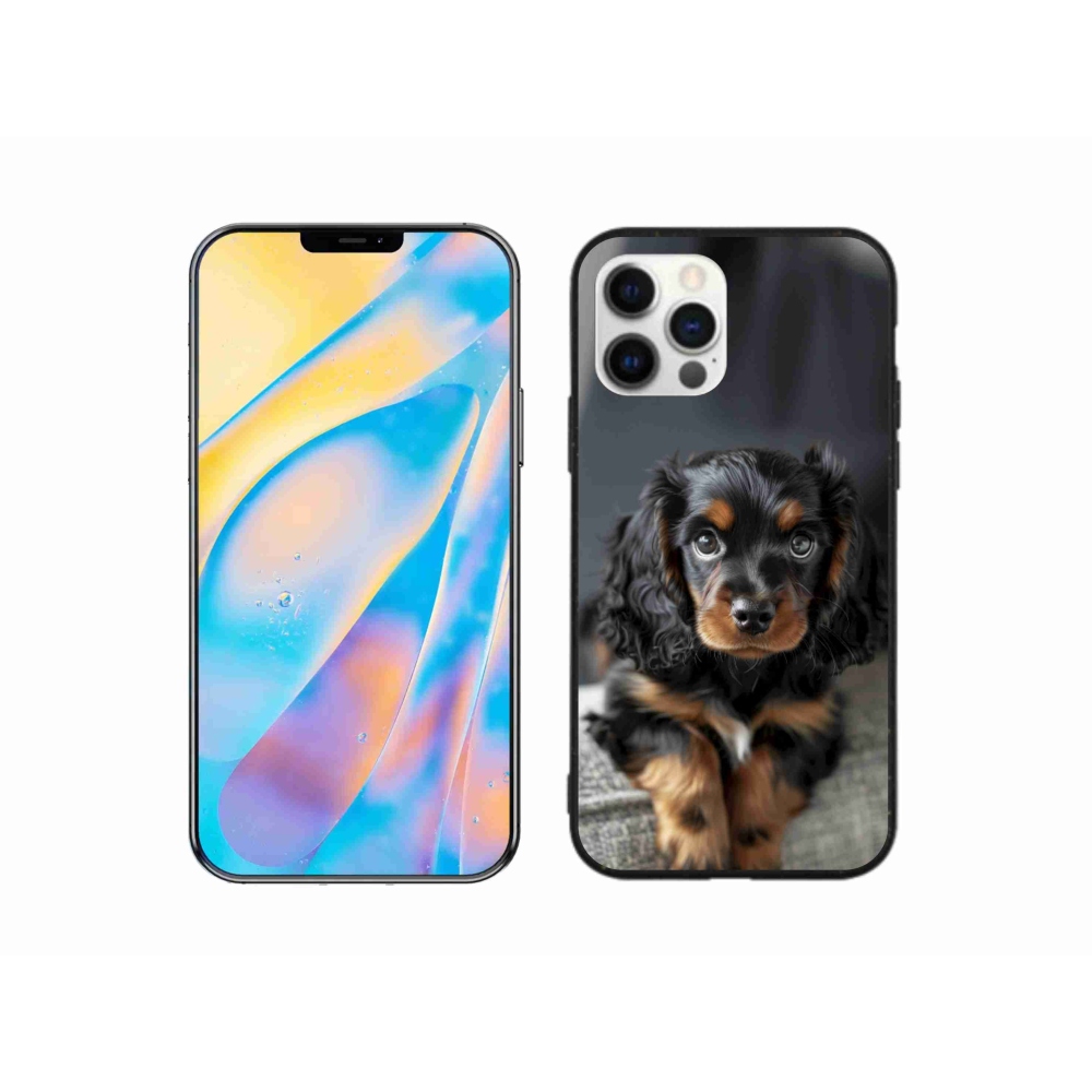 Gélový kryt mmCase na iPhone 12 - roztomilý dlhosrstý jazvečík