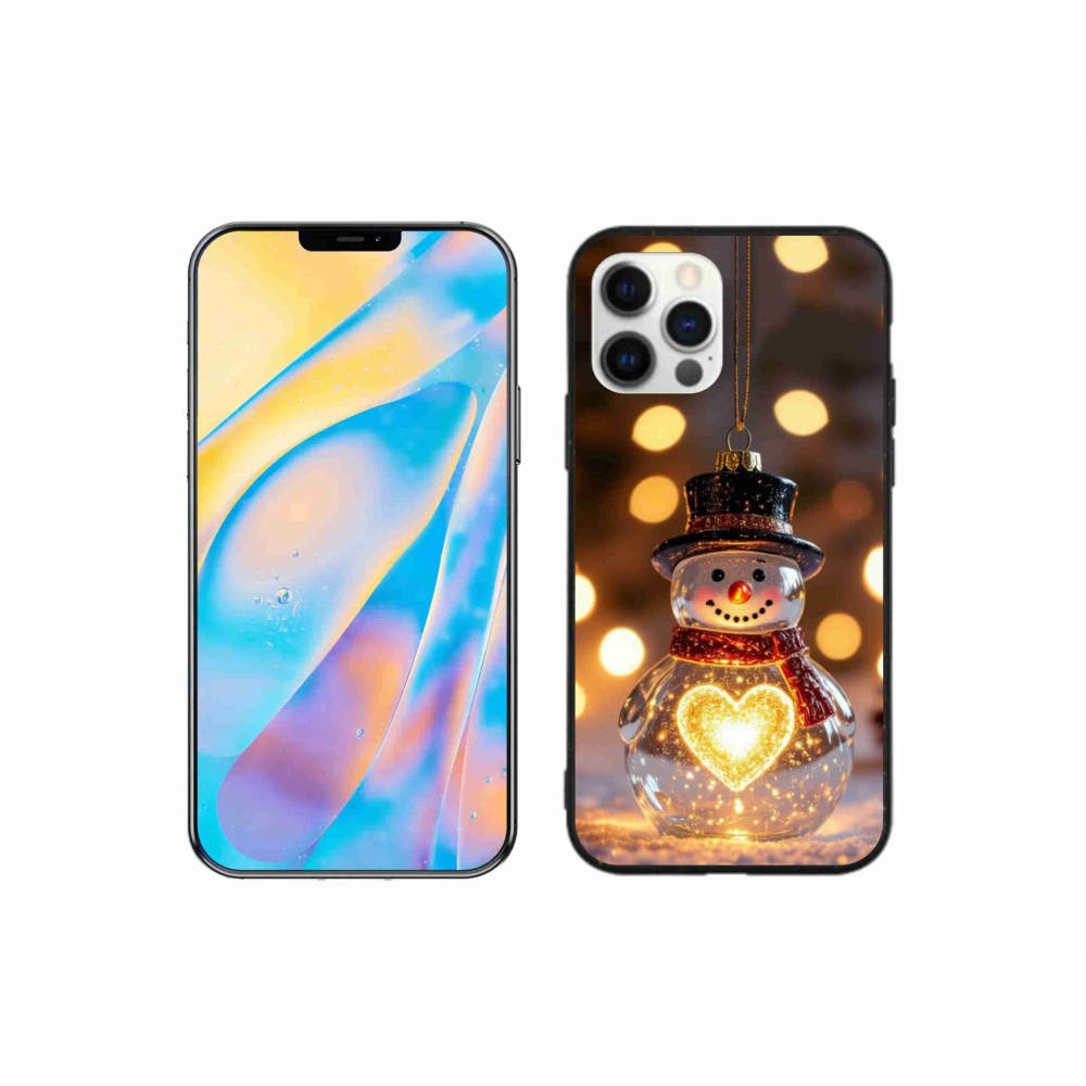 Gélový kryt mmCase na iPhone 12 - svietiaci vianočný snehuliak