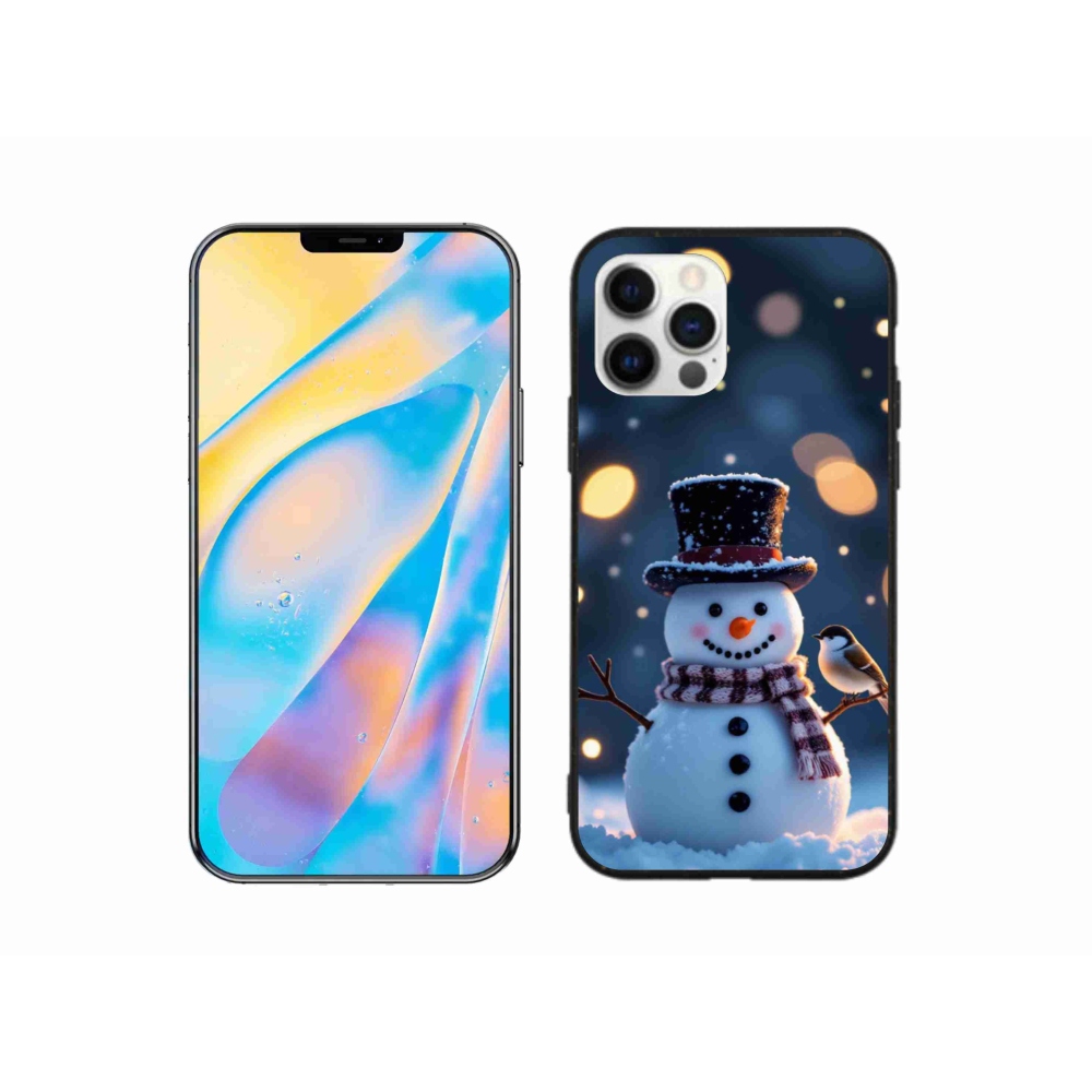 Gélový kryt mmCase na iPhone 12 - vianočný snehuliak