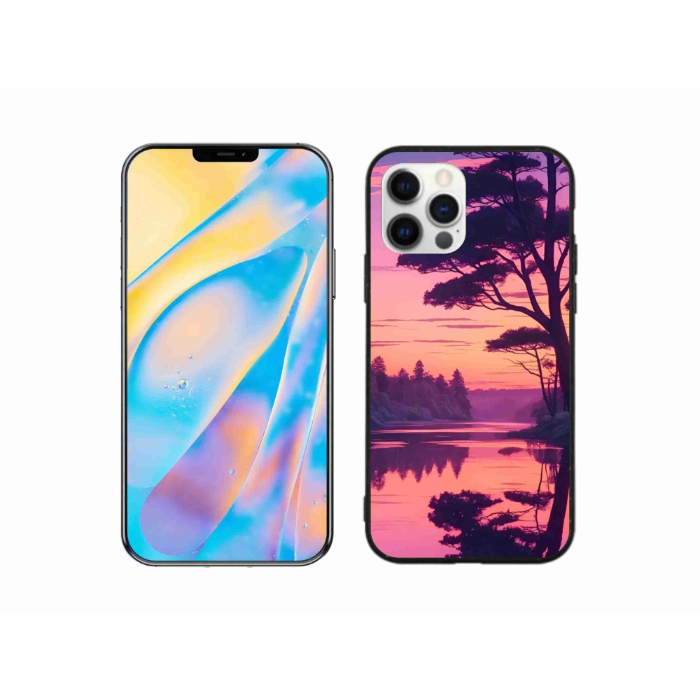 Gélový kryt mmCase na iPhone 12 - západ slnka nad jazerom