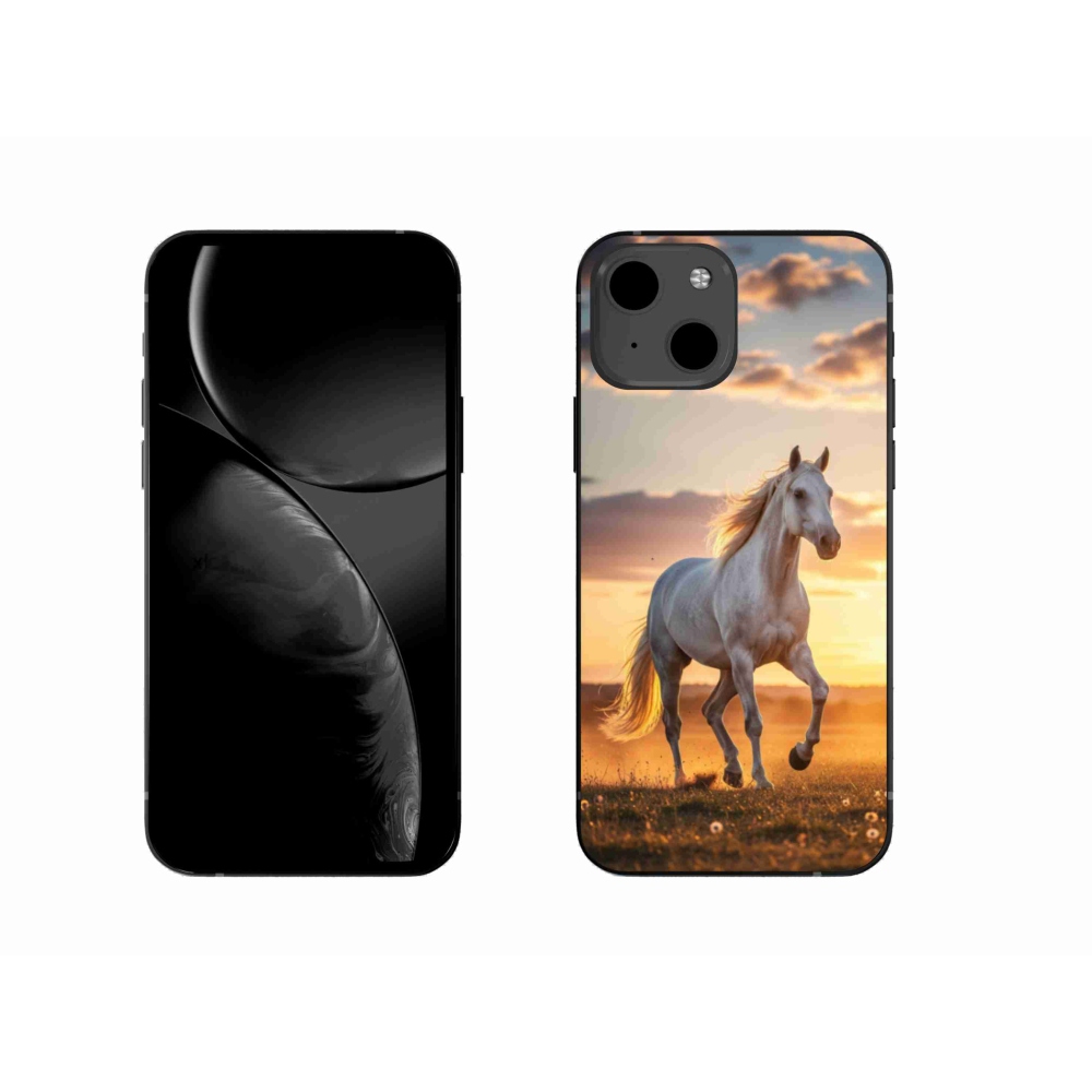 Gélový kryt mmCase na iPhone 13 - bežiaci biely kôň 2