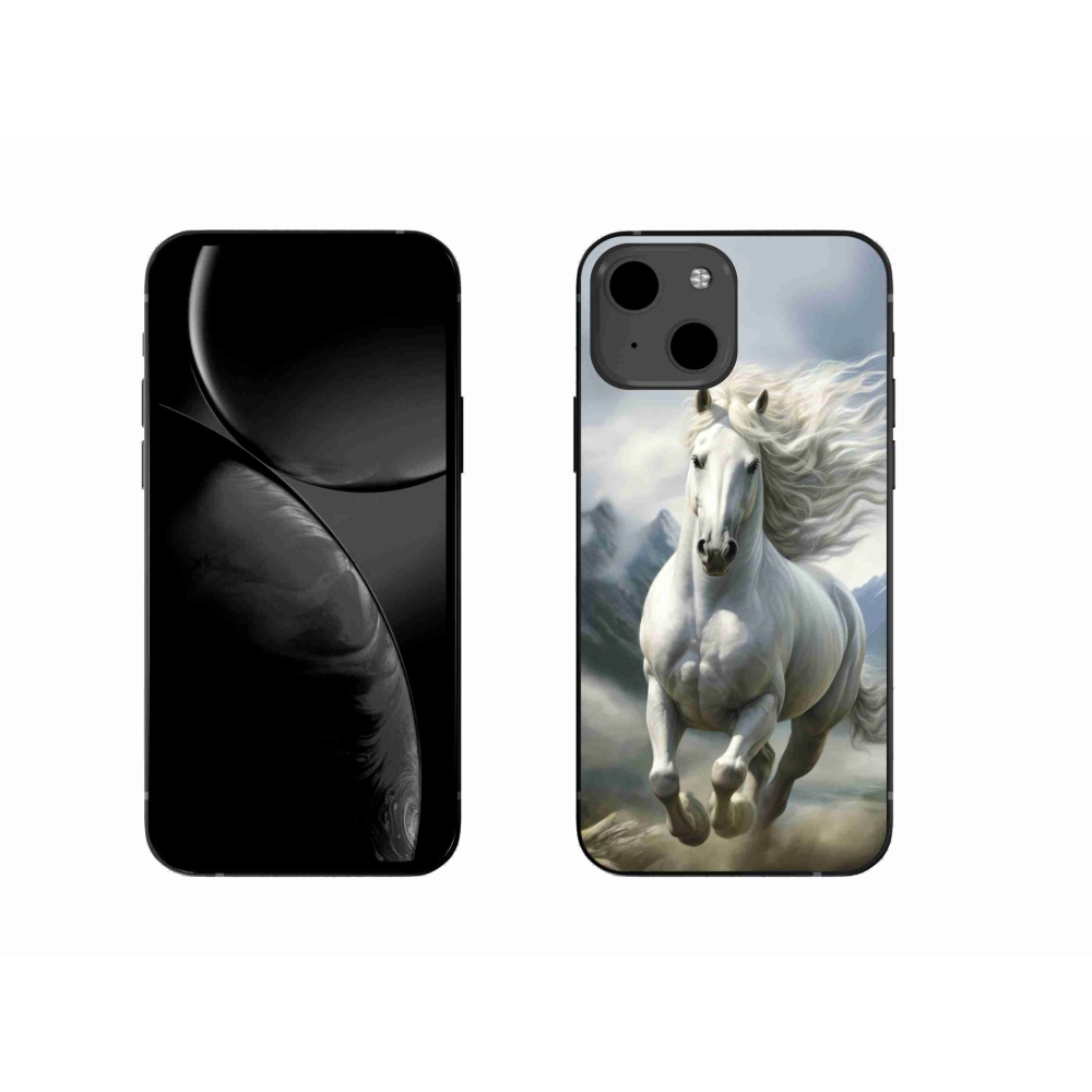 Gélový kryt mmCase na iPhone 13 - bežiaci biely kôň 3