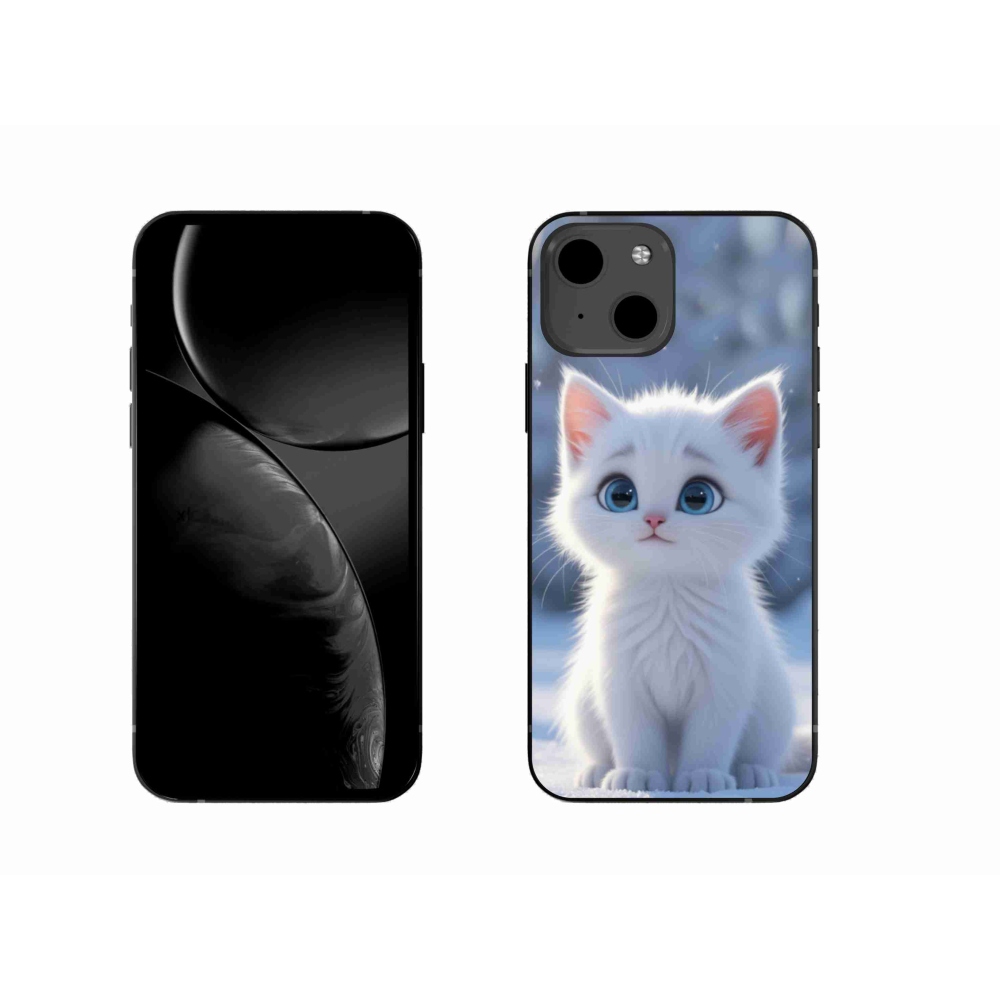 Gélový kryt mmCase na iPhone 13 - biele mačiatko 3