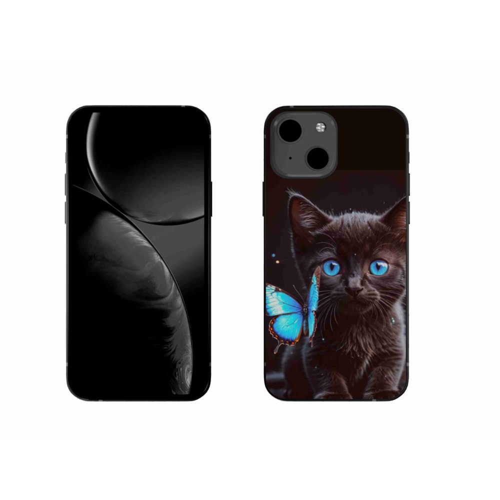 Gélový kryt mmCase na iPhone 13 - čierne mačiatko 3