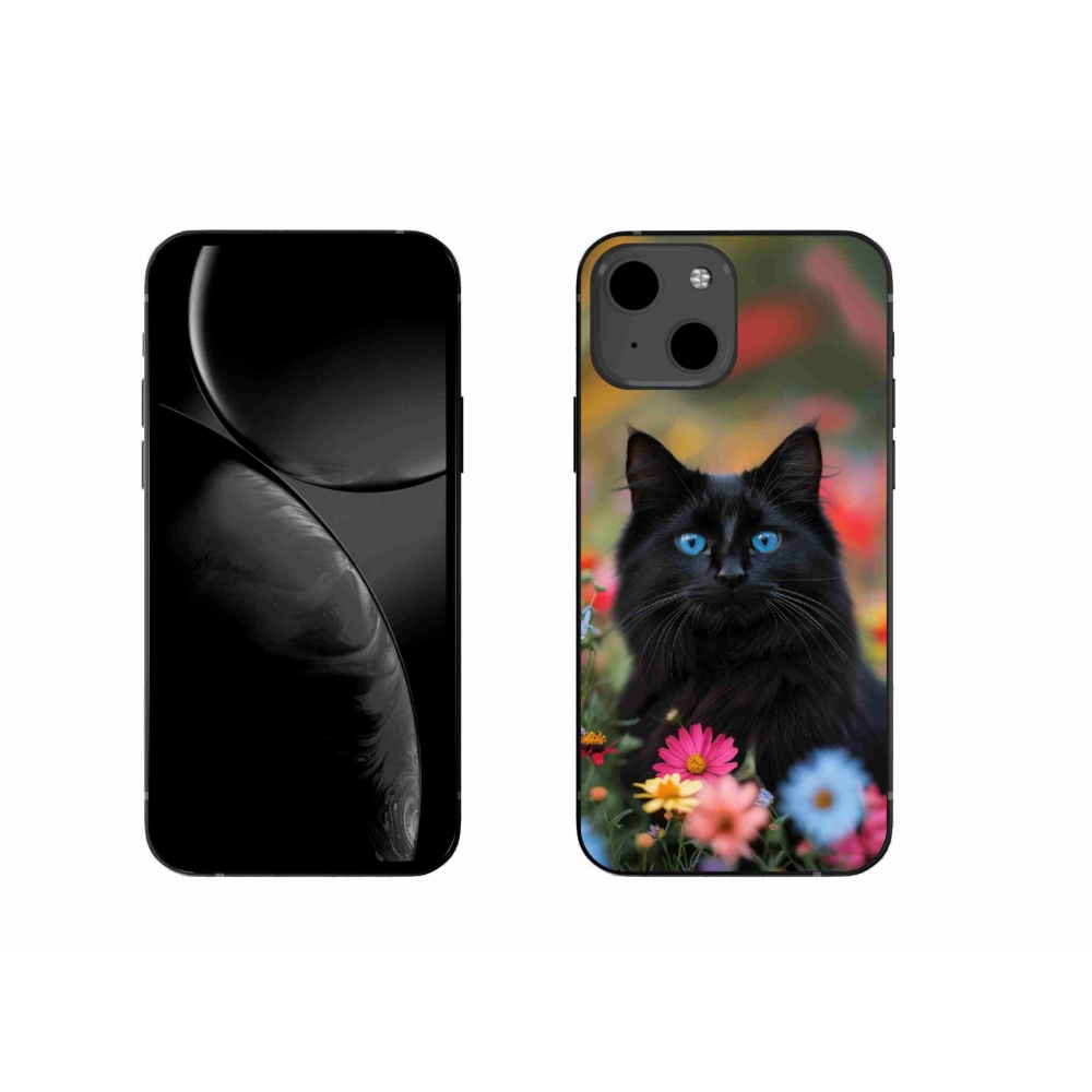 Gélový kryt mmCase na iPhone 13 - čierne mačiatko 4