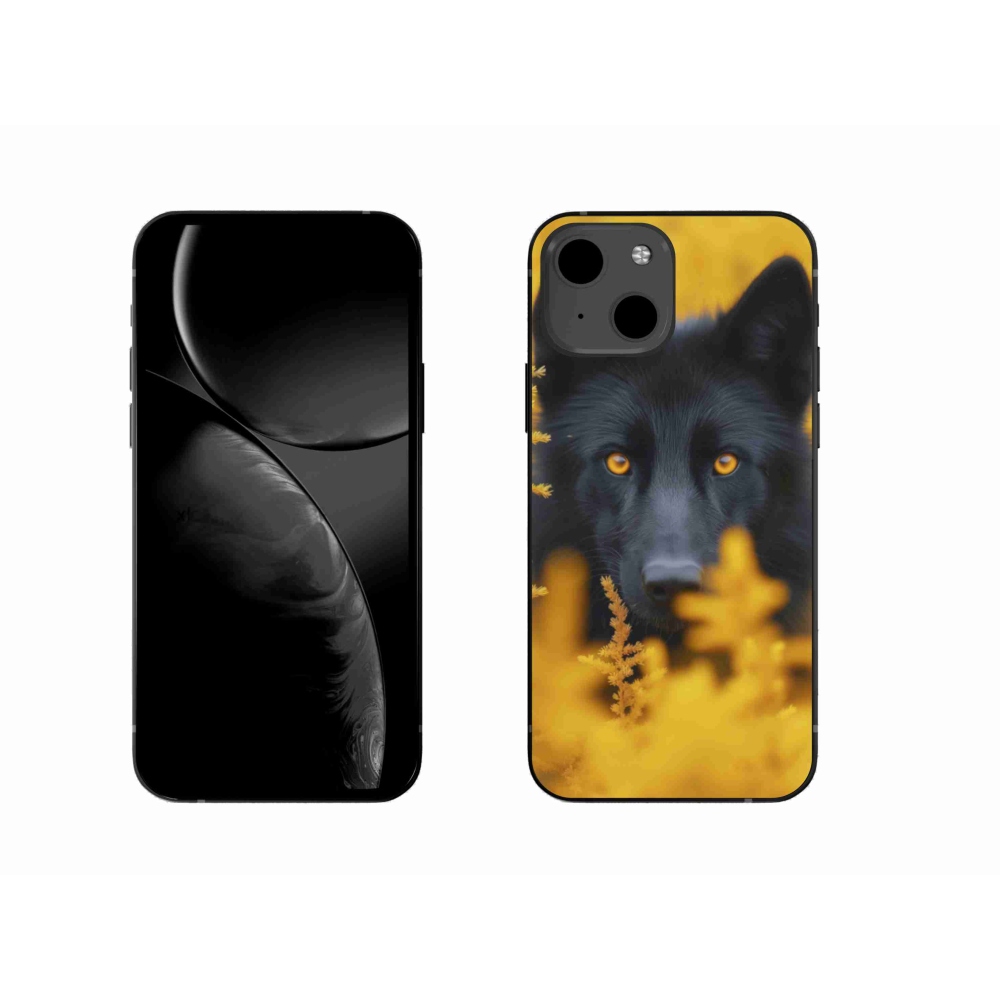 Gélový kryt mmCase na iPhone 13 - čierny vlk 2