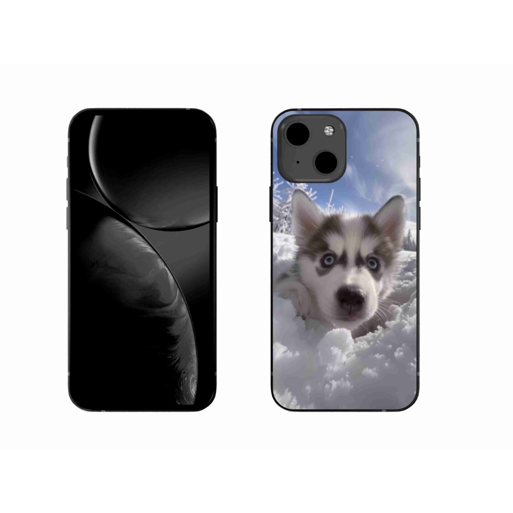 Gélový kryt mmCase na iPhone 13 - husky v snehu