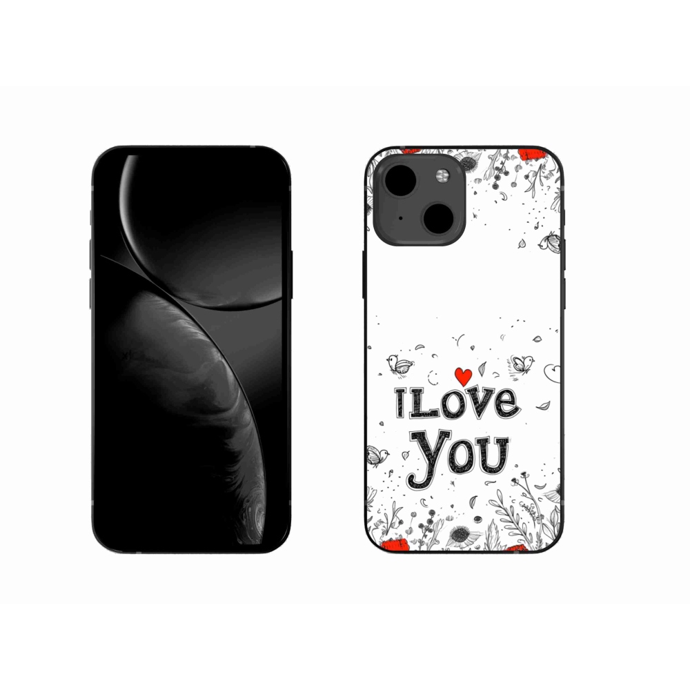 Gélový kryt mmCase na iPhone 13 - I love you biele pozadie