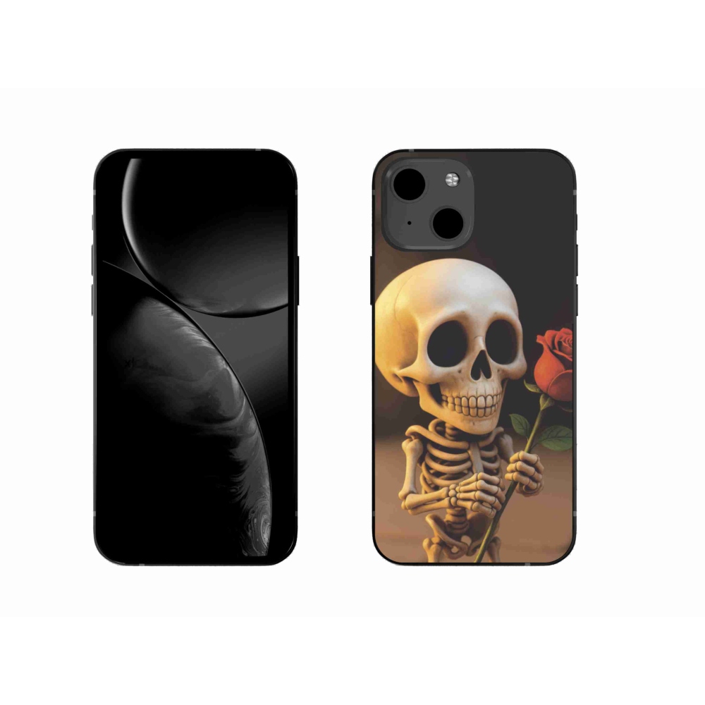 Gélový kryt mmCase na iPhone 13 - kostlivec s ružou