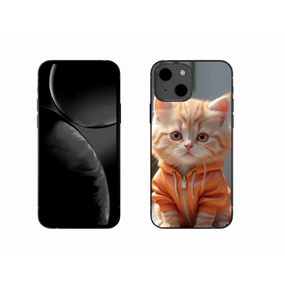 Gélový kryt mmCase na iPhone 13 - mačiatko v mikine
