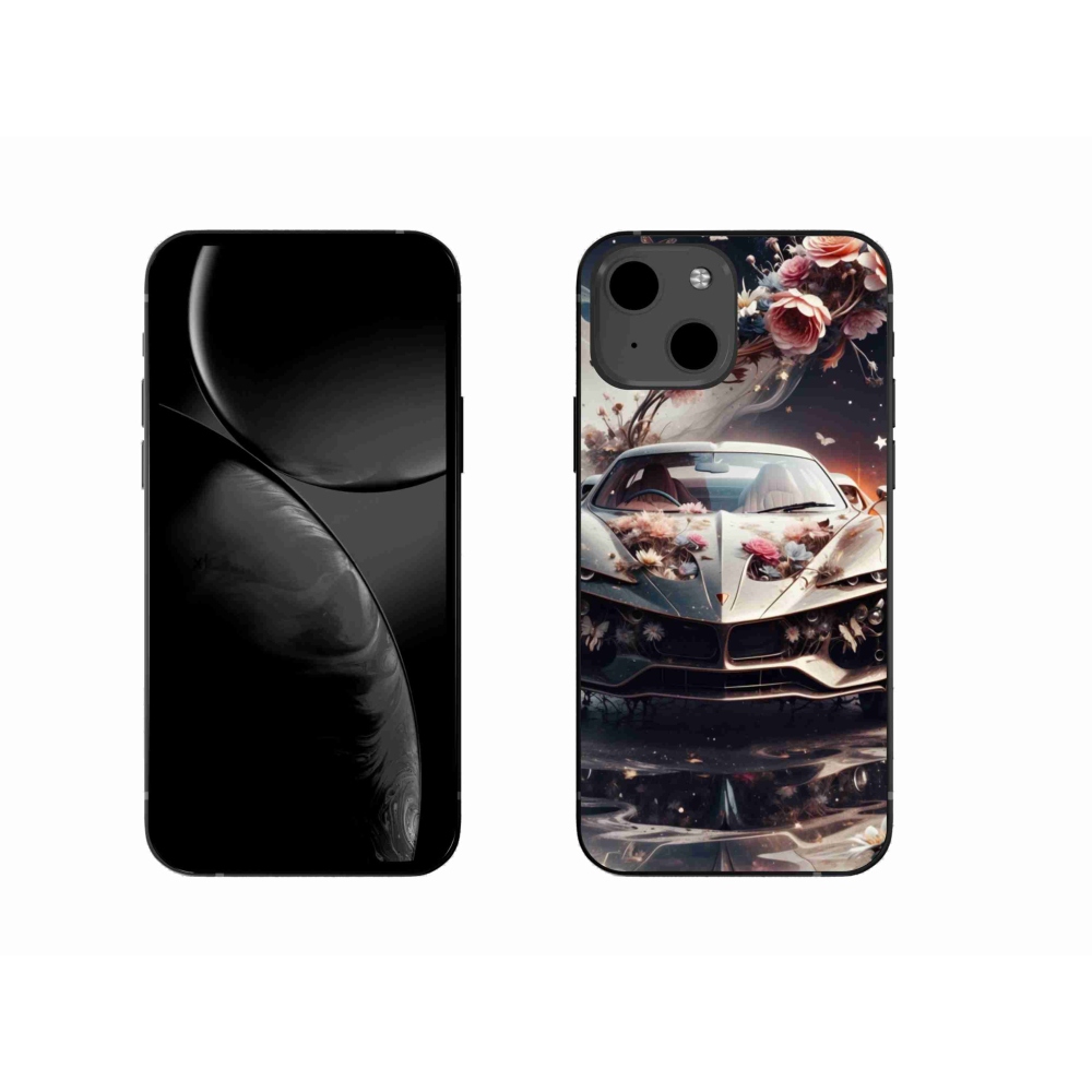 Gélový kryt mmCase na iPhone 13 - kvetinový športový automobil
