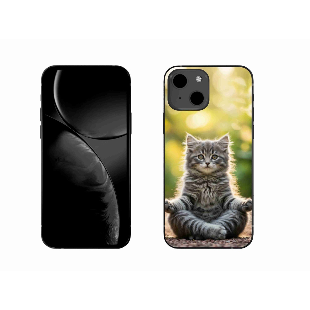Gélový kryt mmCase na iPhone 13 - meditujúce mačiatko